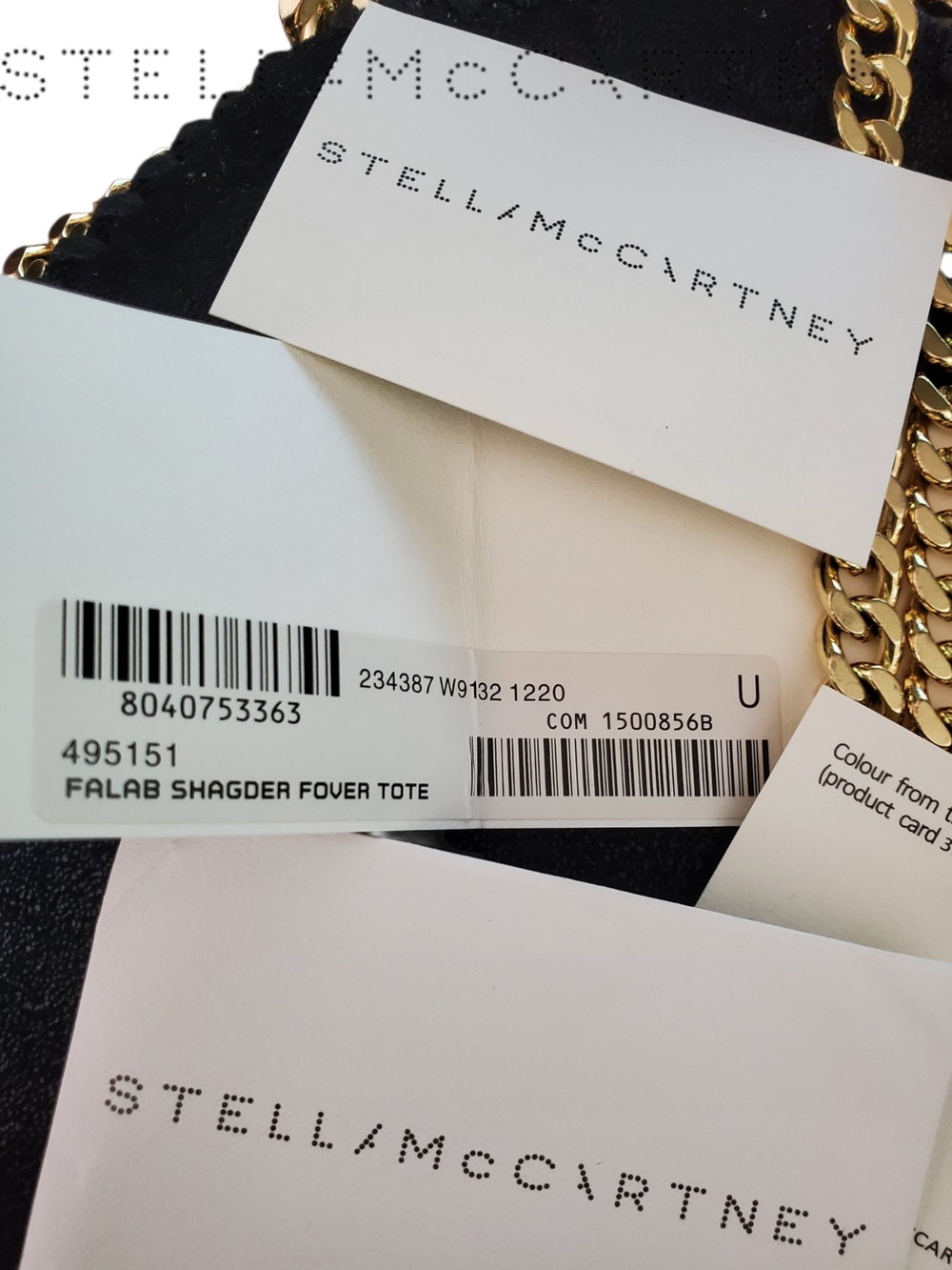 Stella McCartney Mini Falabella Black Gold Fold Over Tote Bag Authenticated - Picture 4 of 16